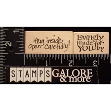 STAMPA ROSA RUBBER STAMPS SET 2 HUG INSIDE OPEN CAREFULLY & LOVINGLY MADE #W19