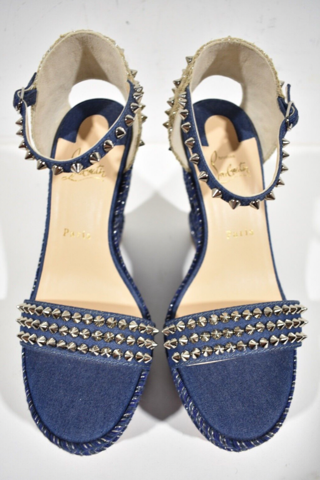Christian Louboutin Madmonica 120 Blue Denim Platform Wedge