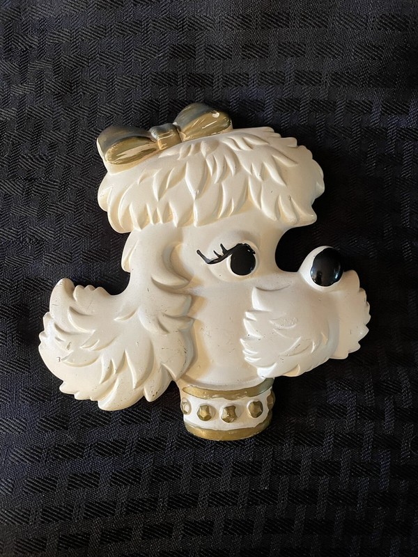 Miller Studios circa 1978  Pretty Poodles chalk-ware Poodle White