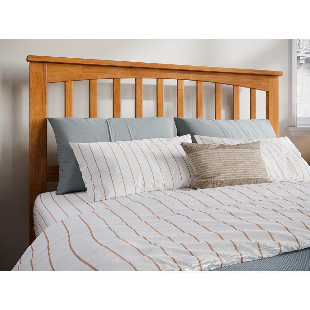 AFI Full Mission Light Toffee Wood Headboard with Natural Bronze Attachable Charger-image