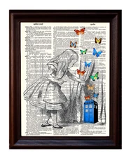 Tardis Behind the Looking Glass - Dictionary Art Print Printed On Authentic