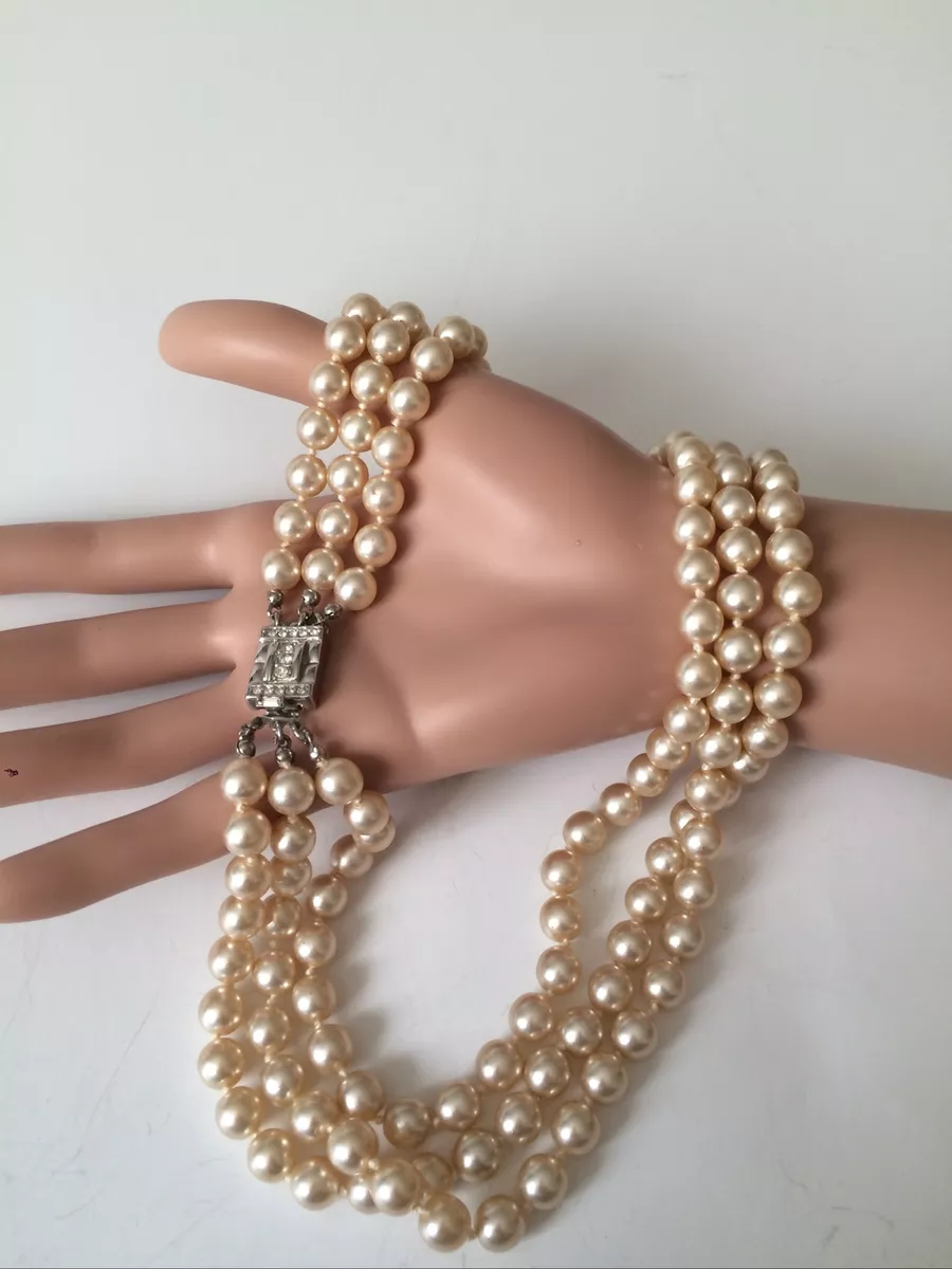 Vintage pearl on sale necklace ebay