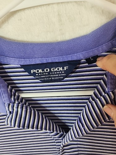 Polo Ralph Lauren Mens Large Purple Striped Short Sleeve Polo Shirt - Picture 2 of 6
