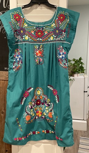 Vintage Turquoise Mexican Wedding Dress Size Medium