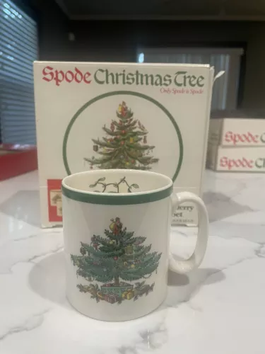 SPODE Christmas Tree Tom and Jerry Mug/Cups Set of 4 in Box Original Box