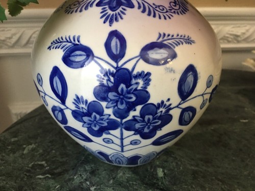 Decorative Blue and White Asian Floral Planter With A Multicolored Floral Patter - Picture 2 of 7