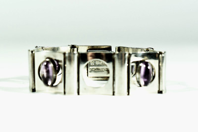ALTON Pege Schweden Sterlingsilber Amethyst Armband °  69s Gliederarmband