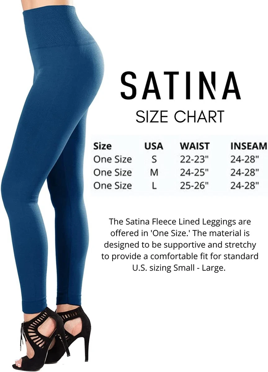 SATINA Fleece Lined Leggings High Waist Compression Slimming Warm Opaque