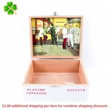 Aladino Robusto Cameroon Empty Wood Cigar Box 6.75" x 5.5" x 2.75"