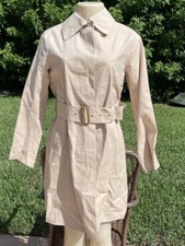 Mackintosh Beige Rubberized Belted Long Rain Coat Sz Xs Handmade