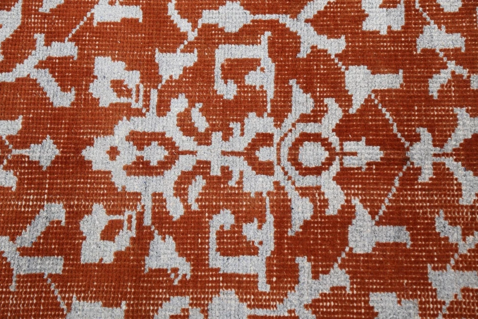 All-Over Damask Abstract Oriental Area Rug Wool/ SILK Handmade Modern 4x7 Carpet - Image 4 of 4