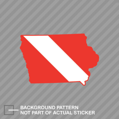 Iowa State Shaped Diver Down Flag Sticker Decal Vinyl scuba flag diving dive IA