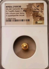 Mysia Cyzicus Twelfth-Stater Lyre over Tunny NGC VF Ancient Electrum Coin