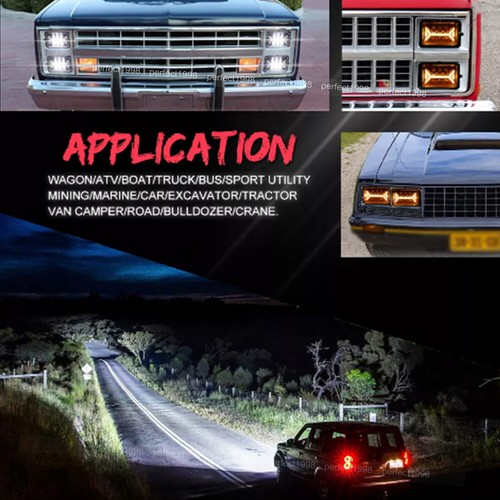 4pcs 4x6'' LED Headlights Offroad Driving Fog Light Work Light + Mount Brackets - Picture 16 of 16