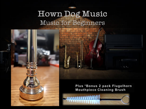 Hown Dog Music FLUGELHORN MOUTHPIECE 3CFL Yellow Brass - Silver Plated 3CFL - Picture 2 of 9