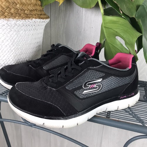 Sneakers Skechers in memory foam raffreddato ad aria leggere sportive nere rosa taglia 7 - Foto 3 di 9