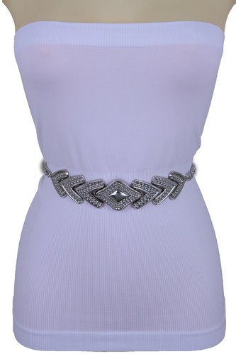 Women Fashion Belt Hip Waist Silver Metal Chain Arrowhead Charm Buckle XS S M - Picture 6 of 24