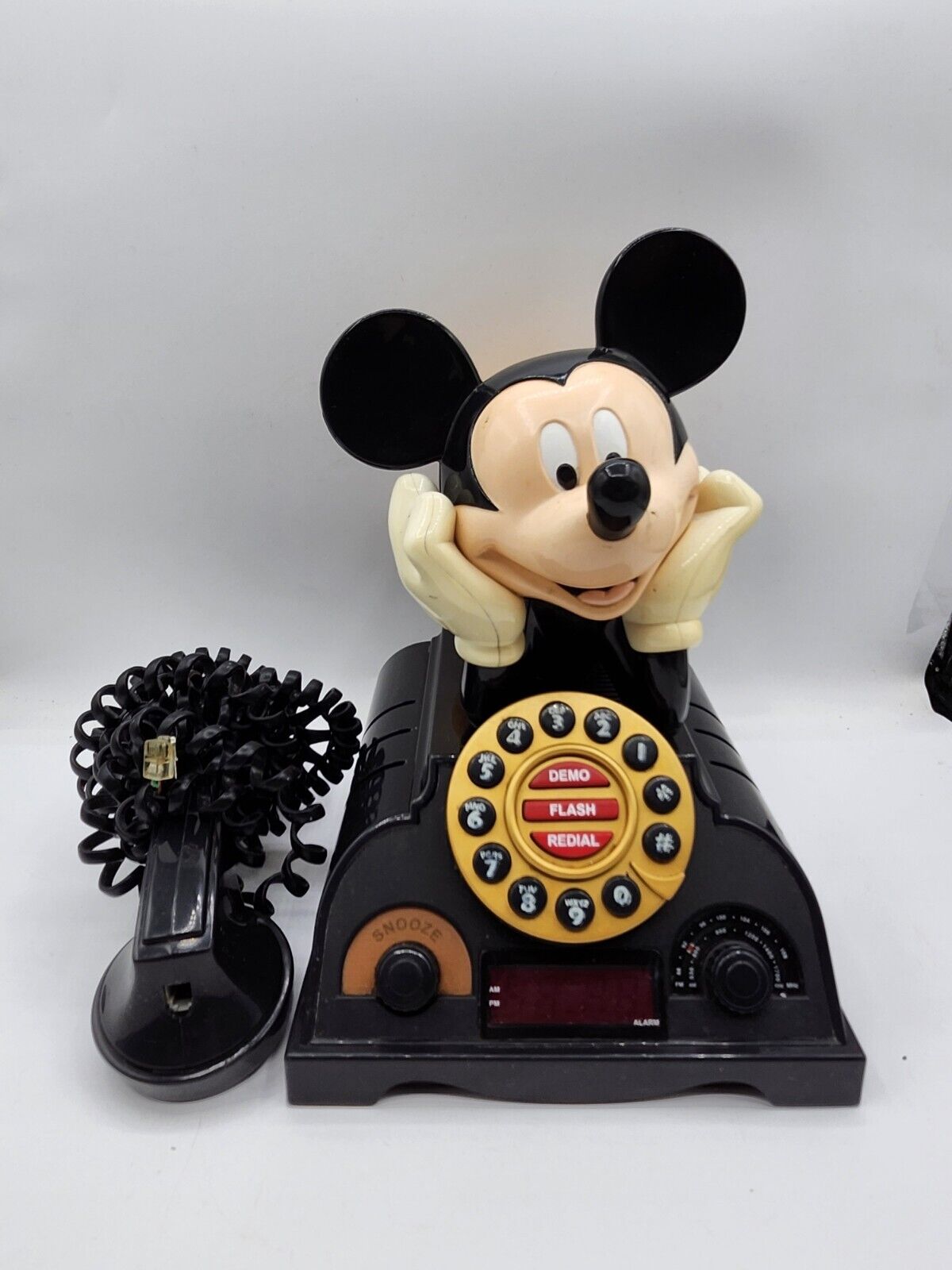 Vintage Disney Mickey Mouse Talking Alarm Clock Radio Telephone Phone 