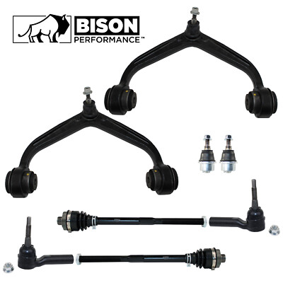 Bison Performance 8pc Front Upper Control Arms and TieRod Ends Kit For Chevy GMC