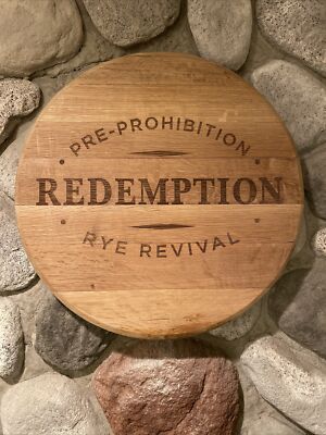 Redemption Rye Revival Whiskey- Barrel Top Sign *real barrel top wood!)