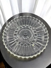 Vintage Indiana Glass Lotus Clear 4 part Divided Relish Plate with Dip Cup Space
