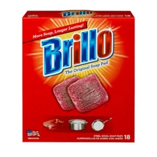 18 PADS - Brillo Steel Wool Scouring Soap Pad Pots Pans Grills Dishes Kitchen