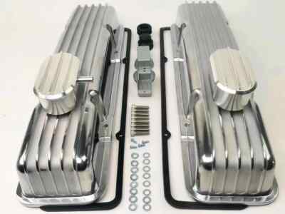 58-86 SBC Retro Finned Short Valve Covers/ Breather PCV/Gasket + 12 Air Cleaner 58-86 SBC Retro Finned Short Valve Covers/ Breather PCV/Gasket + 12 Air Cleaner