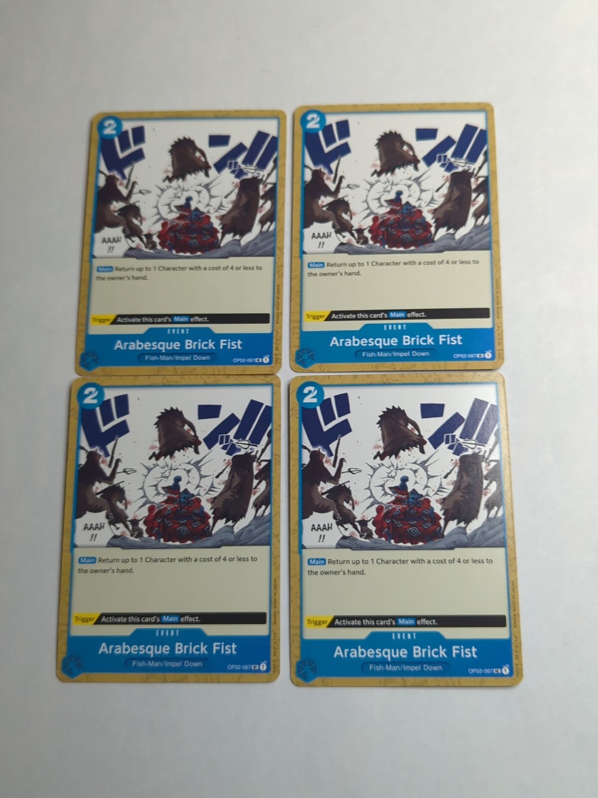 X4 One Piece Card Game Arabesque Brick Fist Paramount War OP02-067