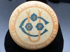 1897 CELLULOID PINBACK BUTTON YOUNG PEOPLE'S CHRISTIAN UNION 9TH CONVENTION K516