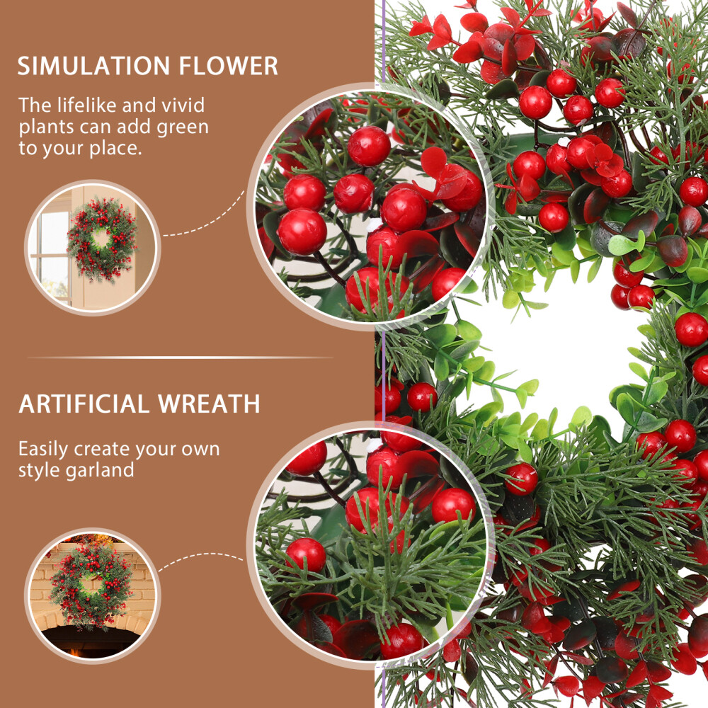 Christmas Wreath Simulation Decor Berry Wreath Window Door Hanging Xmas ...