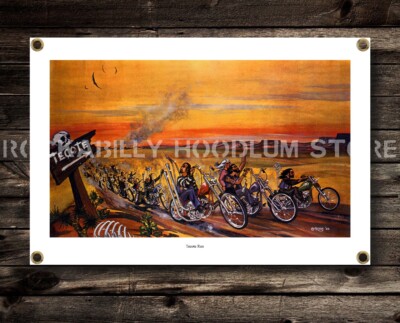 Dave Mann Ed Roth Studios 2' x 3' Banner Bike Chopper Motorcycle Tecote ...