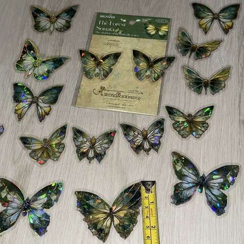 Green Crystal Butterfly Butterflies Holo Sticker Pack New Pretty Decor Stickers - Picture 4 of 7