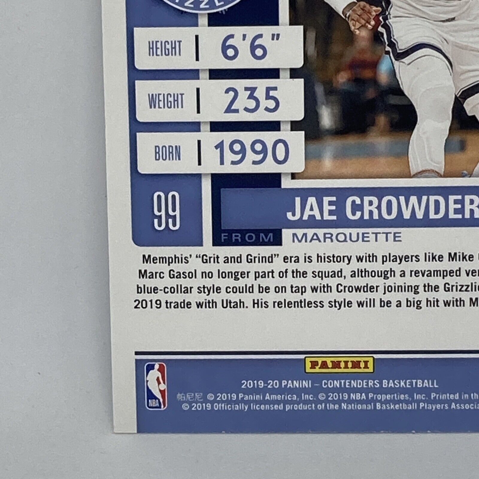 Jae Crowder Blue Game Ticket #D/99 2019-20 Panini Contenders