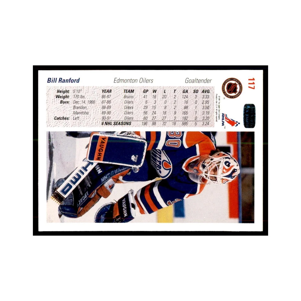 1991 Upper Deck Bill Ranford Hockey Cards #117 - Image 2 of 3