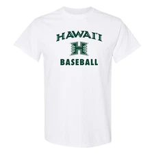 Hawaii Manoa Arch Logo Baseball T-Shirt - White