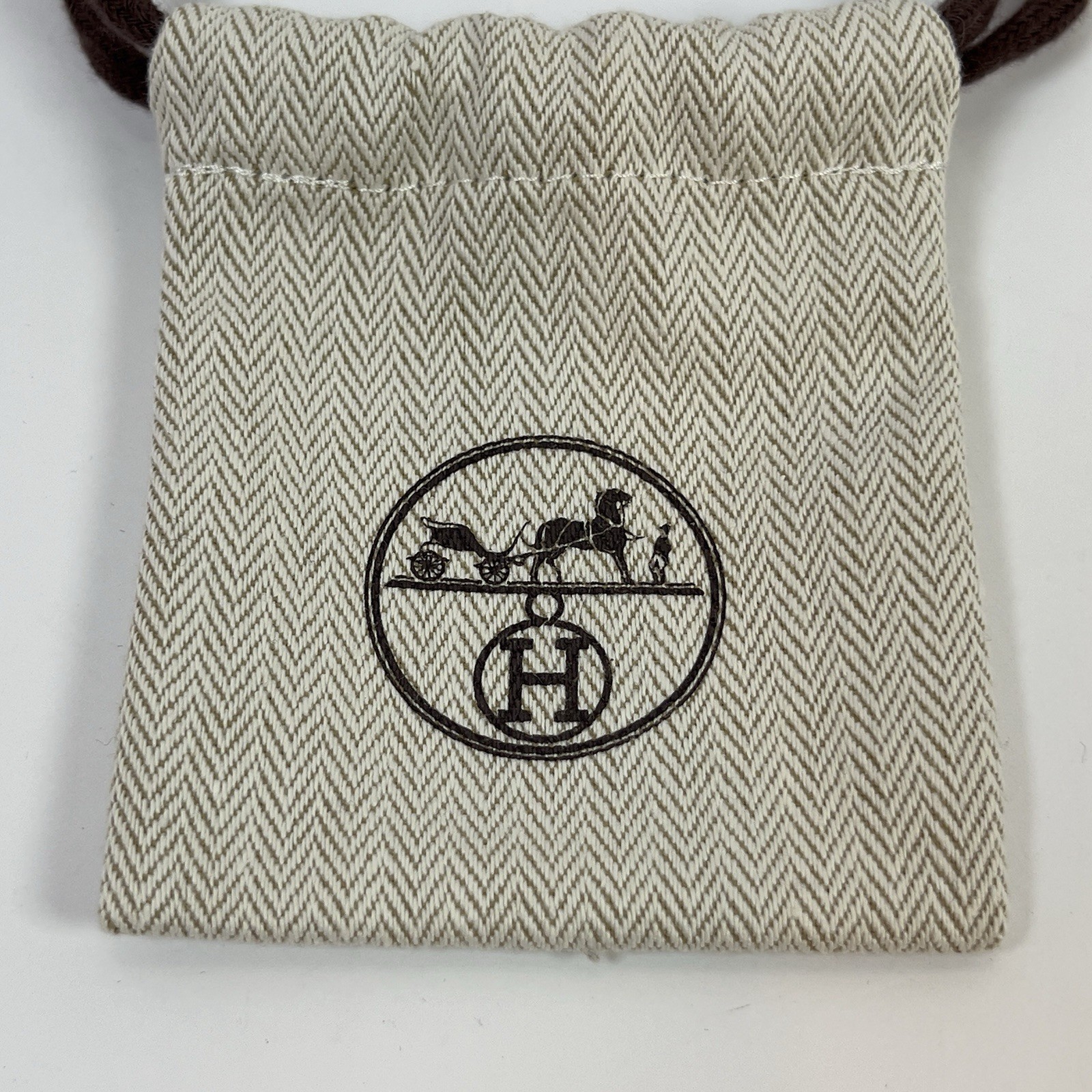 HERMES Beige Herringbone Pattern Ring Bracelet Je… - image 2