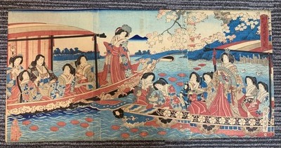 Woodblock print Edo period Ukiyo-e artist Yoshu Chikanobu Large size Woodblock