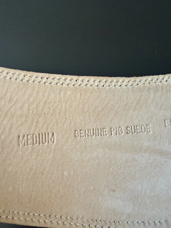 复古 Édouard Rambaud Paris 腰带金色心形扣 33.5 黑色麂皮绒 — 第 4/4 张图片
