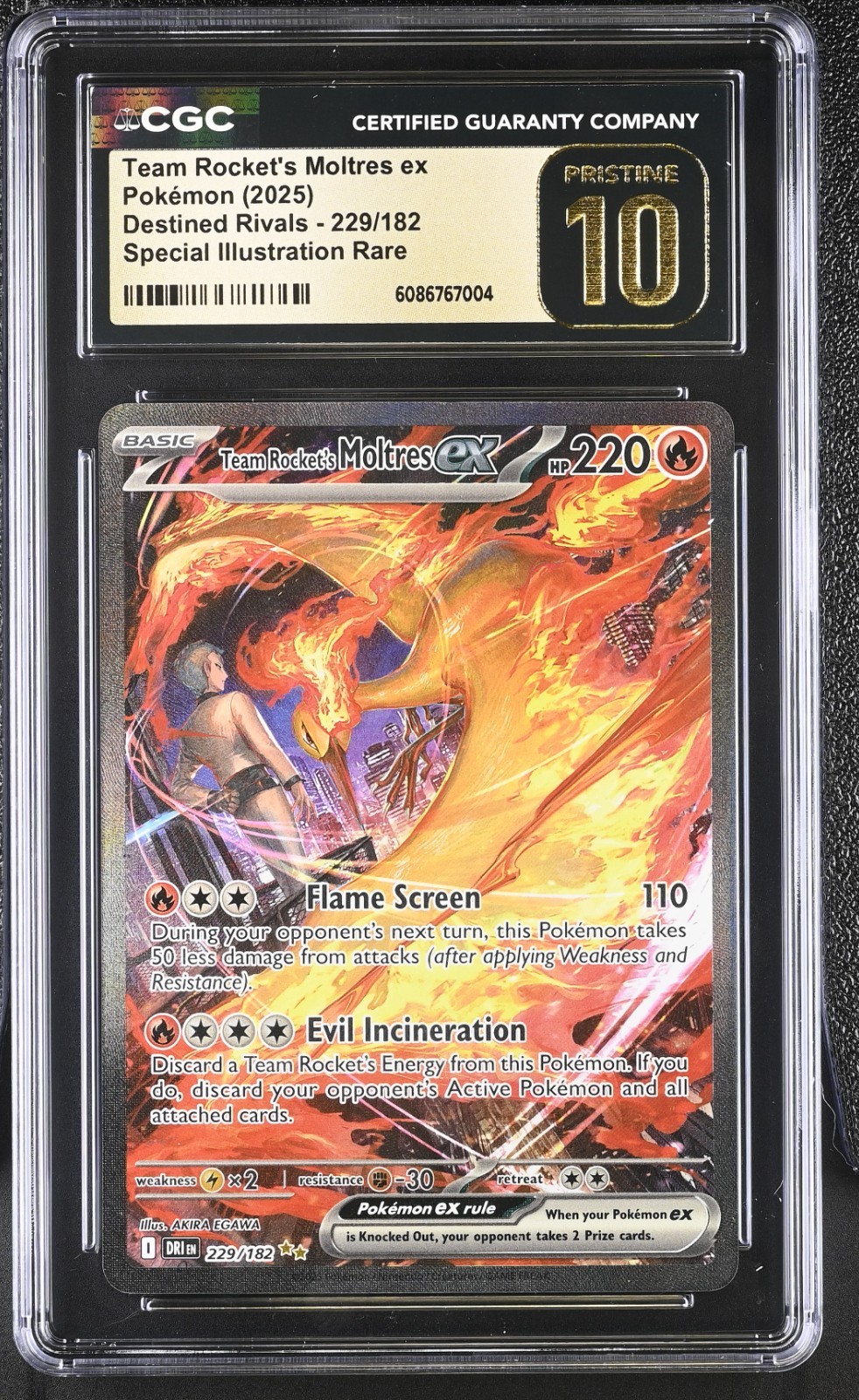 2025 POKEMON DESTINED RIVALS #229 TEAM ROCKET'S MOLTRES EX CGC 10 PRISTINE