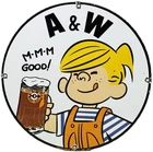 VINTAGE A & W "M-M-M GOOD!" PORCELAIN SIGN DENNIS THE MENACE ROOT BEER FLOAT
