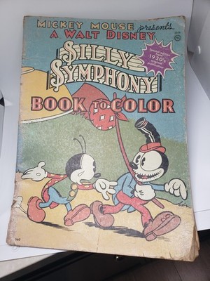Disney Silly Symphony Coloring Book 1934 Mickey Mouse Whitman Publishing
