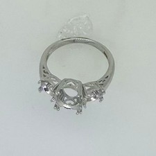 Sterling Silver Semi Mount Ring Setting Oval 10x8mm Round 5mm size 8