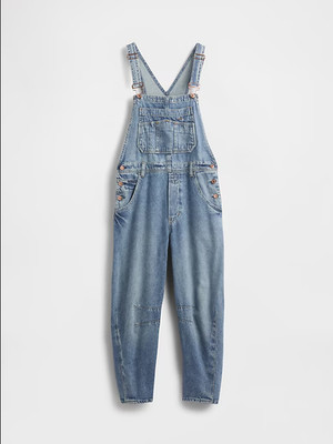 GAP Women's UltraSoft Denim Overalls   Horseshoe Shape   Medium Indigo