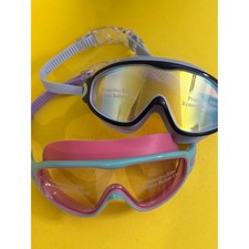 Kids Swim Goggles 2 Pack Pink  Blue Mirror Anti Fog UV Protection Ages 3  15