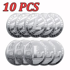 10PCS Silver Plated Physical Litecoin Coin LTC Commemorative Challenge Coin