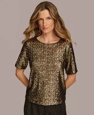 Donna Karan New York Women's Top Sz XS Short-Sleeve Sequin