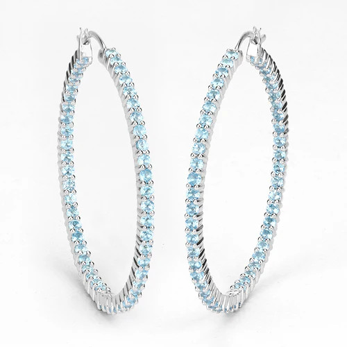 Ohrringe 3,60 Karat echter Schweizer Blautopas 0,925 Sterlingsilber - Bild 8 von 14