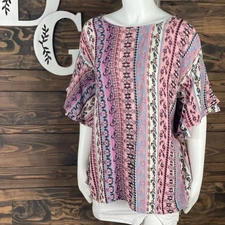 Hannah | Stripe Striped Boho Paisley Floral Scoop Neck Layered Double Sleeve Top