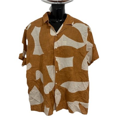 Original Use: Men's shirt, short sleeves, collar,linen/cotton,Size XL#27