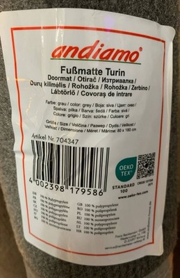 andiamo Fußmatte Turin grau 80 x 180 cm Robuster Läufer